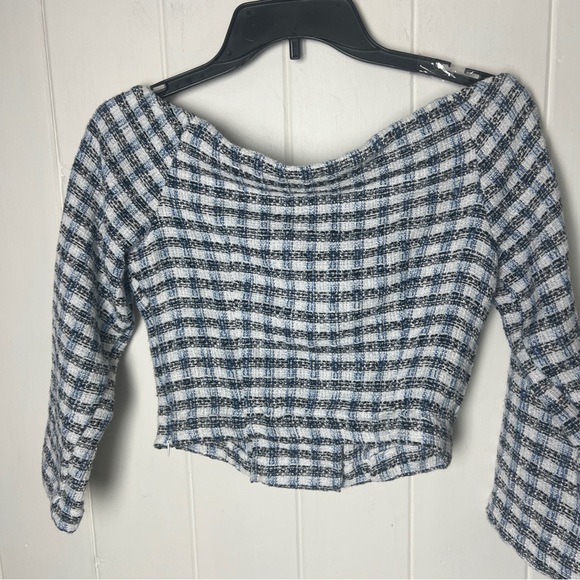 Zara Textured Plaid Crop Top NWT - Picture 7 of 14